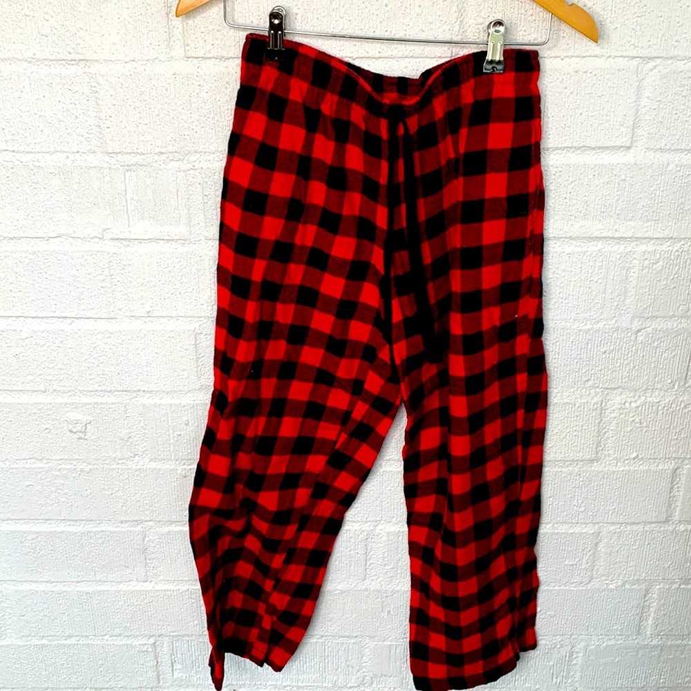 Sleep Chic Flannel Drawstring Red Sweatpants Sz S… - image 1